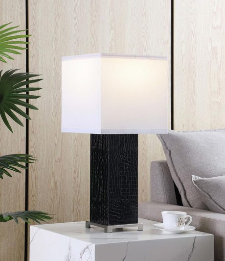 Bridle Black Square Shade Bedside Table Lamp by Coaster at Eve Furniture
