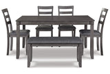 Bridson Gray Dining Table and Chairs with Bench by Ashley at Eve Furniture