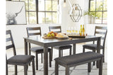 Bridson Gray Dining Table and Chairs with Bench by Ashley at Eve Furniture