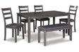 Bridson Gray Dining Table and Chairs with Bench by Ashley at Eve Furniture