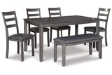 Bridson Gray Dining Table and Chairs with Bench by Ashley at Eve Furniture