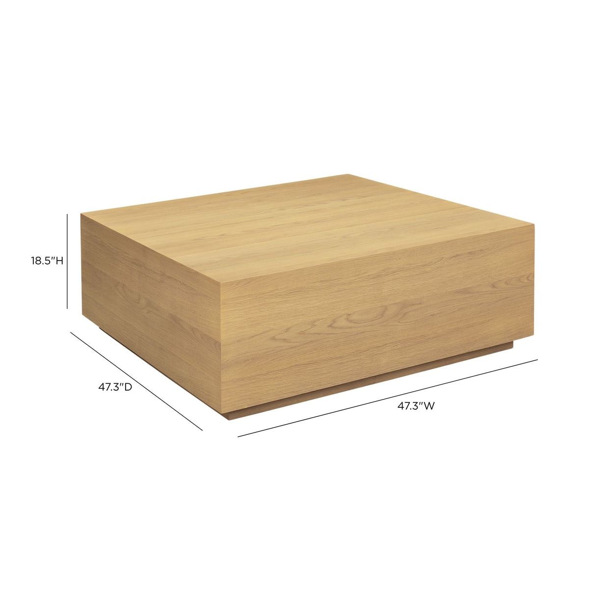 Brienne 47" Natural Oak Oversize Square Coffee Table by TOV Furniture at Eve Furniture
