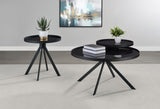 Briggs Black Round Marble Printed Glass Top End Table by Coaster at Eve Furniture