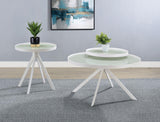 Briggs White 2-Piece Round Coffee and End Table Set by Coaster at Eve Furniture