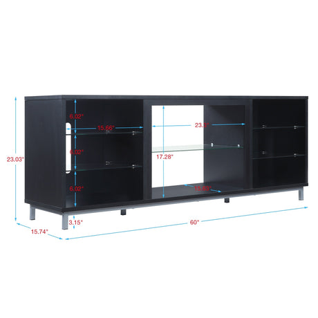 Brighton 60" TV Stand in Onyx by Manhattan Comfort at Eve Furniture
