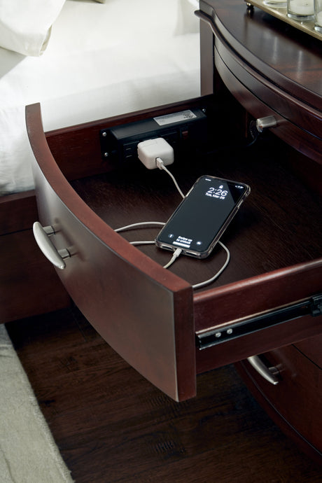 Brighton Charging Station Nightstand in Cinnamon by Modus Furniture at Eve Furniture