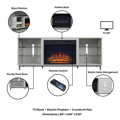 Brighton Fireplace in Beige by Manhattan Comfort at Eve Furniture