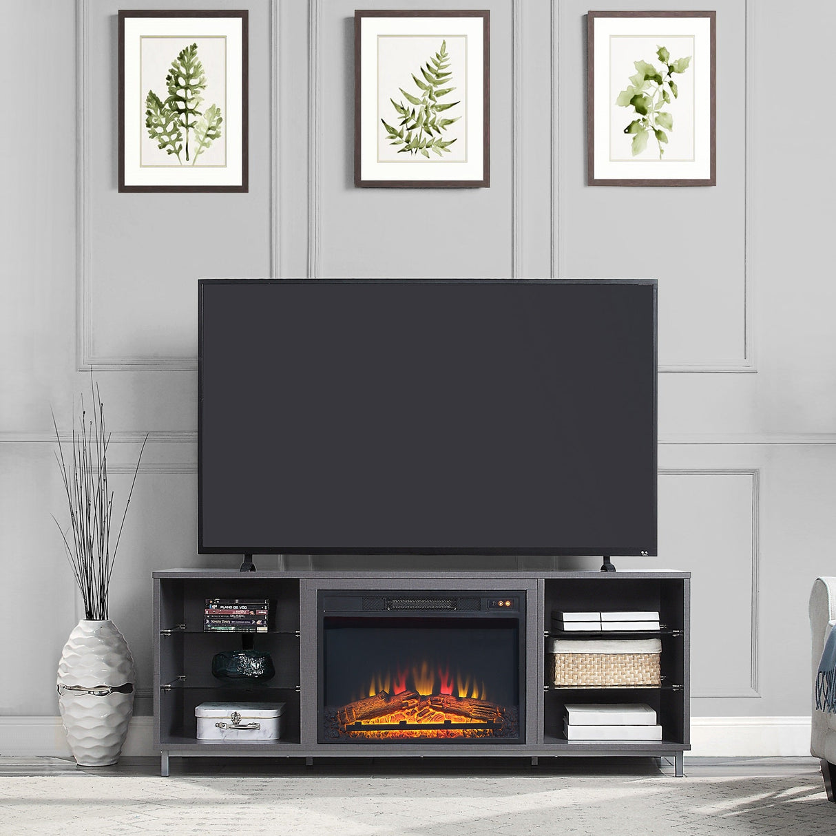 Brighton Fireplace in Grey by Manhattan Comfort at Eve Furniture