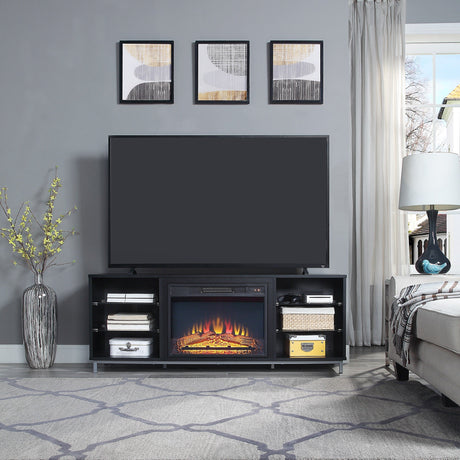 Brighton Fireplace in Onyx by Manhattan Comfort at Eve Furniture