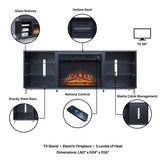 Brighton Fireplace in Onyx by Manhattan Comfort at Eve Furniture