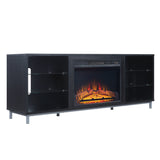 Brighton Fireplace in Onyx by Manhattan Comfort at Eve Furniture