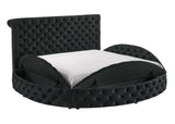Brigitte Black King Upholstered Storage Panel Bed by Crown Mark at Eve Furniture