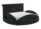 Brigitte Black King Upholstered Storage Panel Bed by Crown Mark at Eve Furniture