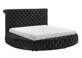 Brigitte Black King Upholstered Storage Panel Bed by Crown Mark at Eve Furniture