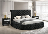 Brigitte Black Queen Upholstered Storage Panel Bed by Crown Mark at Eve Furniture