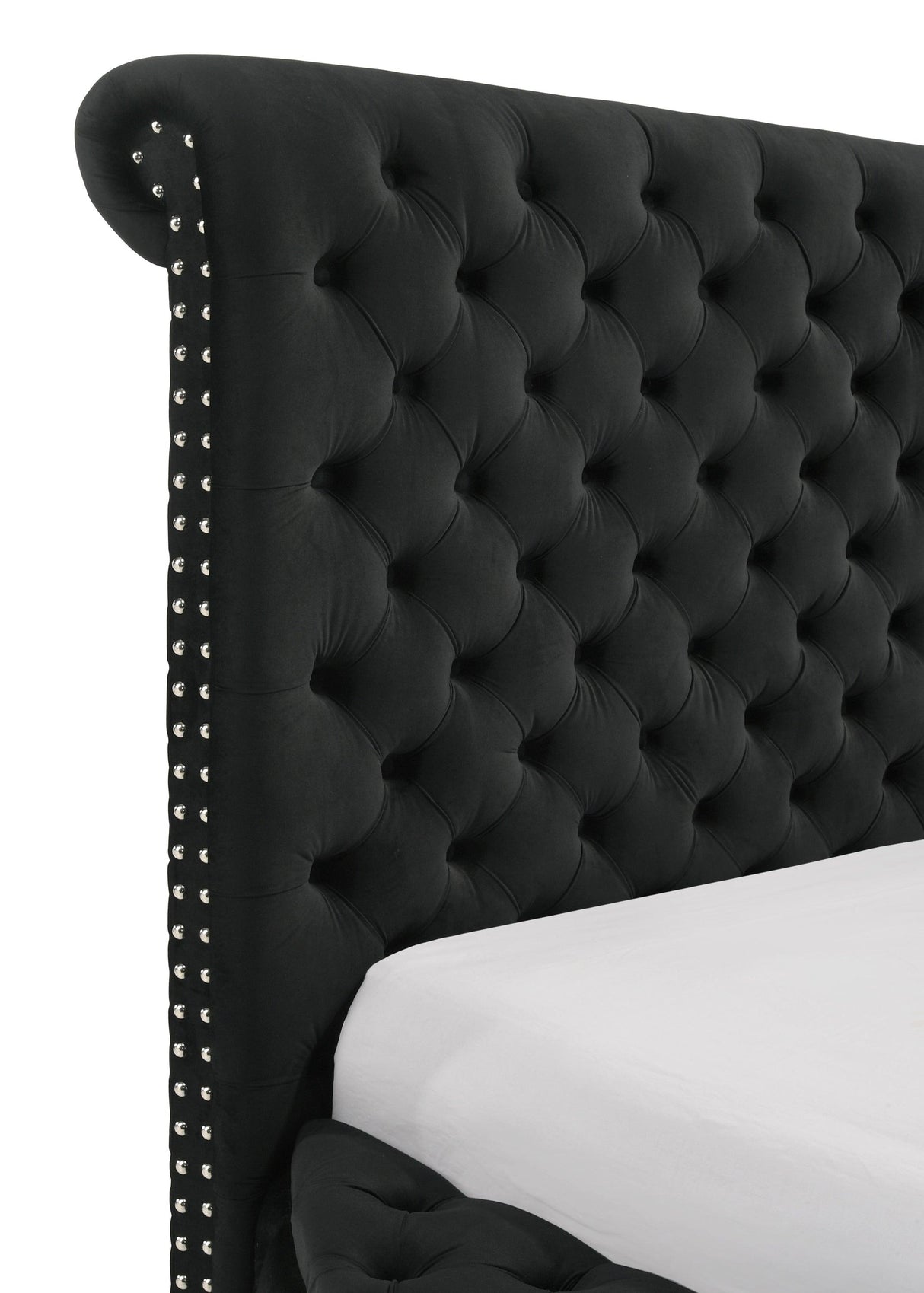 Brigitte Black Queen Upholstered Storage Panel Bed by Crown Mark at Eve Furniture