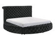 Brigitte Black Queen Upholstered Storage Panel Bed by Crown Mark at Eve Furniture