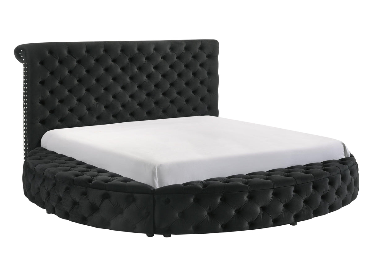 Brigitte Black Queen Upholstered Storage Panel Bed by Crown Mark at Eve Furniture