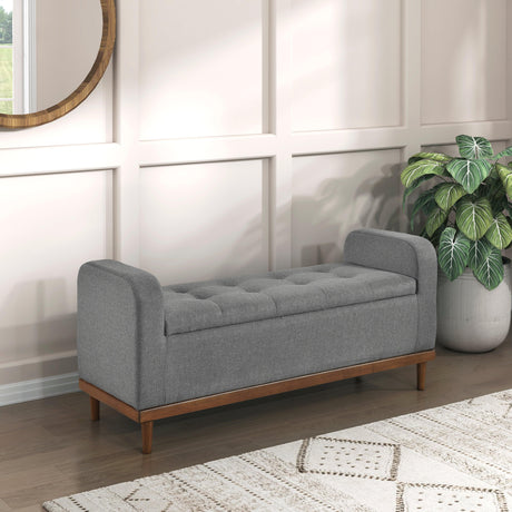 Brigitte Gray Lift Top Storage Bench by Homelegance at Eve Furniture
