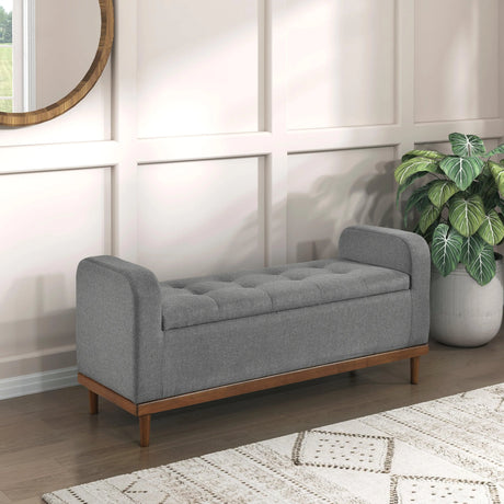 Brigitte Gray Lift Top Storage Bench by Homelegance at Eve Furniture