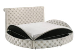 Brigitte Ivory Queen Upholstered Storage Panel Bed by Crown Mark at Eve Furniture