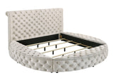 Brigitte Ivory Queen Upholstered Storage Panel Bed by Crown Mark at Eve Furniture