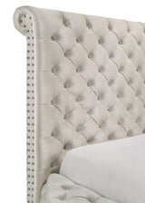 Brigitte Ivory Queen Upholstered Storage Panel Bed by Crown Mark at Eve Furniture
