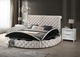 Brigitte Ivory Queen Upholstered Storage Panel Bed by Crown Mark at Eve Furniture