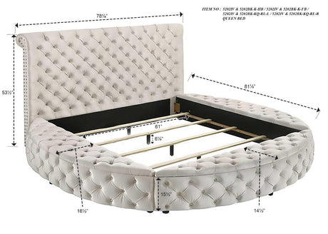 Brigitte Ivory Queen Upholstered Storage Panel Bed by Crown Mark at Eve Furniture