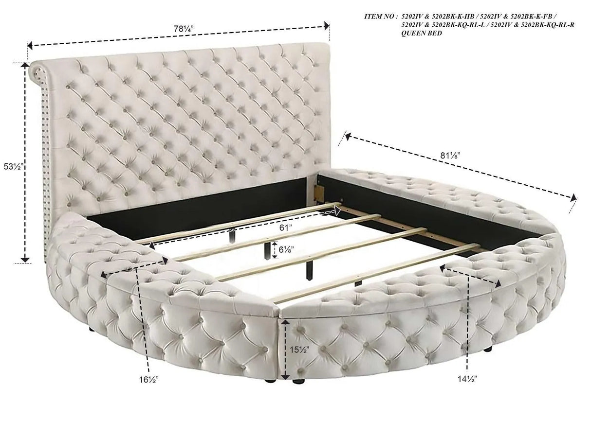 Brigitte Ivory Queen Upholstered Storage Panel Bed by Crown Mark at Eve Furniture