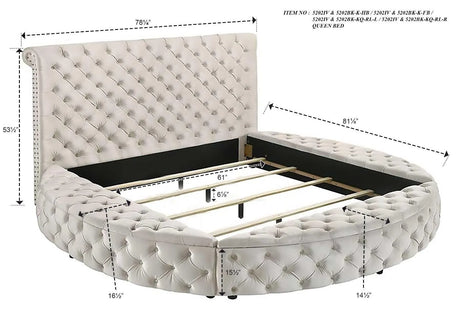 Brigitte Ivory Queen Upholstered Storage Panel Bed by Crown Mark at Eve Furniture