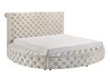Brigitte Ivory Queen Upholstered Storage Panel Bed by Crown Mark at Eve Furniture