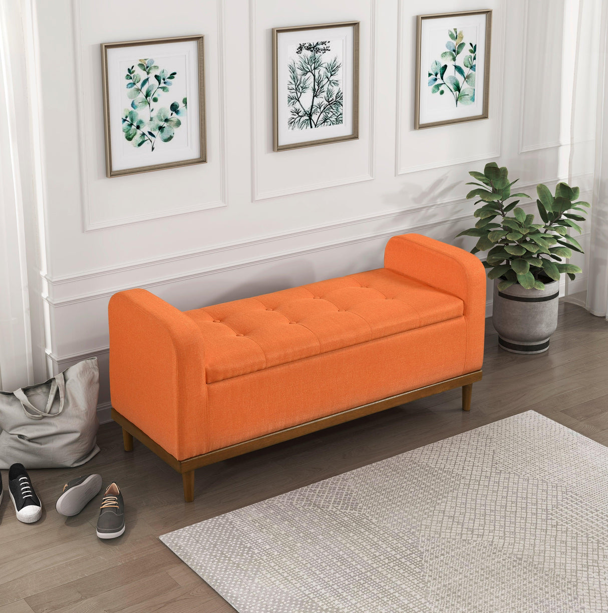 Brigitte Orange Lift Top Storage Bench by Homelegance at Eve Furniture
