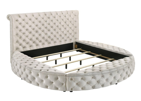 Brigitte Ivory Queen Upholstered Storage Panel Bed by Crown Mark at Eve Furniture