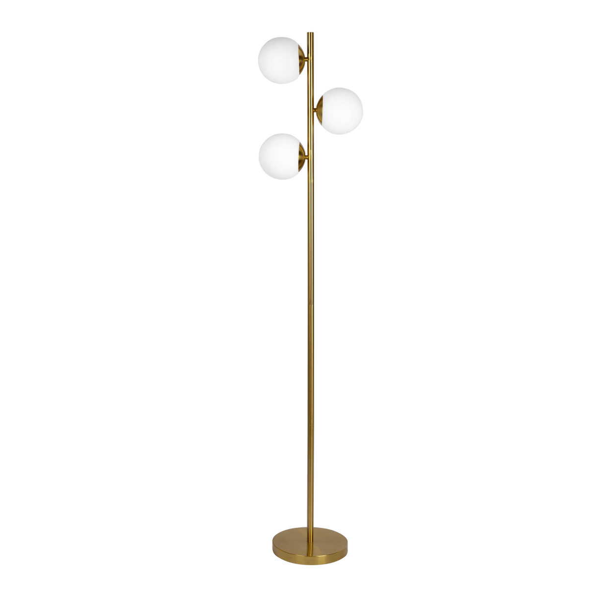 Brilliance Modern Gold Brush Floor Lamp, Opal Glass Shades and Round Metal Base