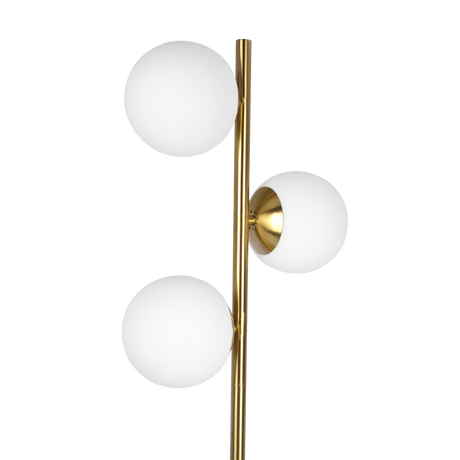 Brilliance Modern Gold Brush Floor Lamp, Opal Glass Shades and Round Metal Base