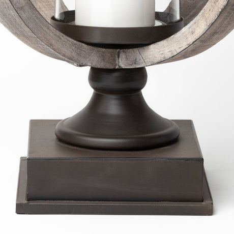 Brillion Large Rustic Wood Metal Table Candle Holder by Mercana at Eve Furniture