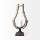 Brillion Large Rustic Wood Metal Table Candle Holder by Mercana at Eve Furniture