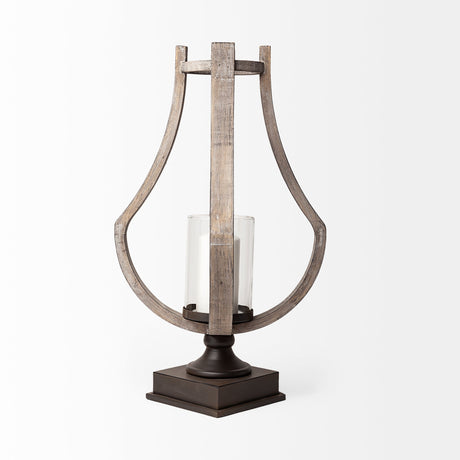 Brillion Large Rustic Wood Metal Table Candle Holder by Mercana at Eve Furniture