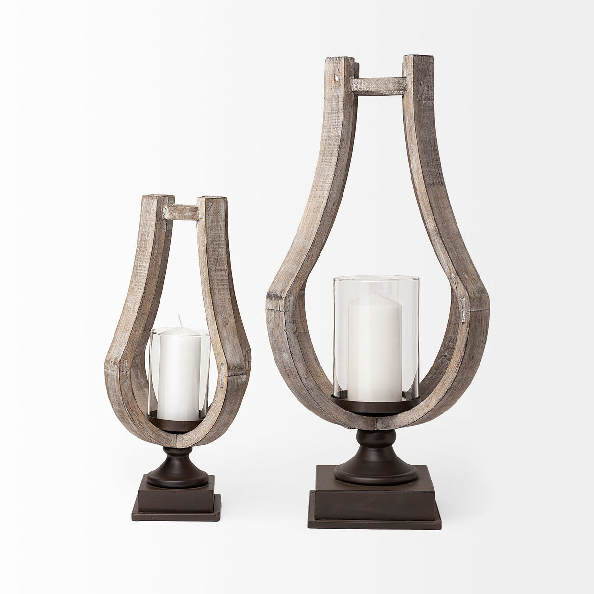 Brillion Large Rustic Wood Metal Table Candle Holder by Mercana at Eve Furniture