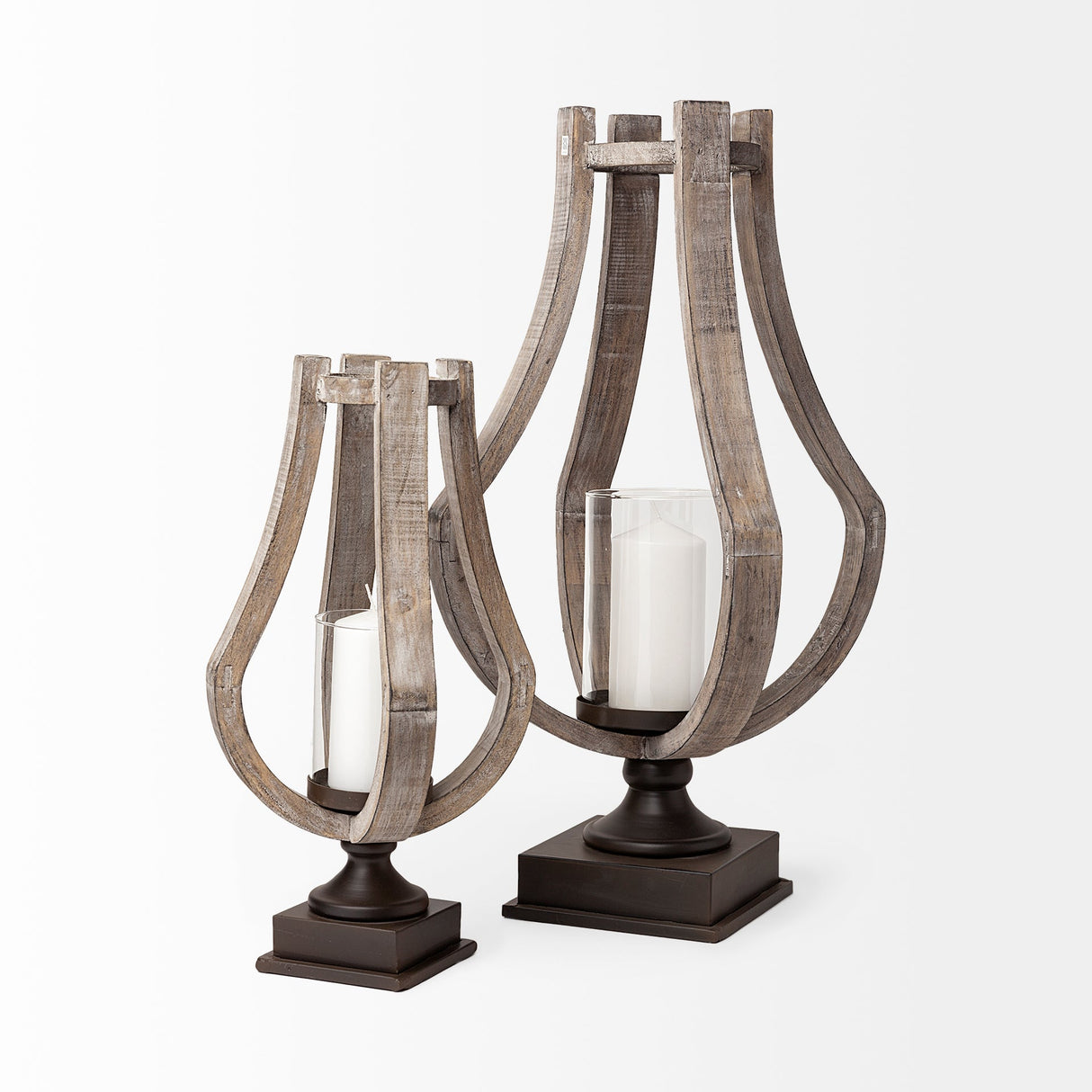 Brillion Large Rustic Wood Metal Table Candle Holder by Mercana at Eve Furniture