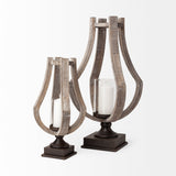 Brillion Large Rustic Wood Metal Table Candle Holder by Mercana at Eve Furniture