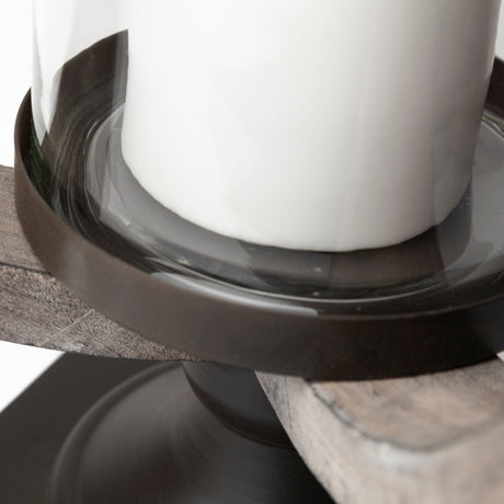 Brillion Large Rustic Wood Metal Table Candle Holder by Mercana at Eve Furniture