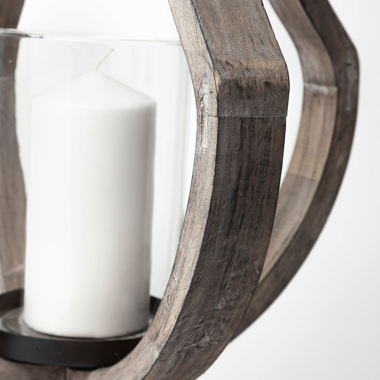 Brillion Large Rustic Wood Metal Table Candle Holder by Mercana at Eve Furniture