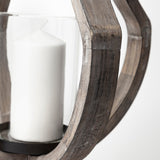 Brillion Large Rustic Wood Metal Table Candle Holder by Mercana at Eve Furniture