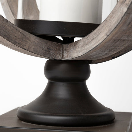 Brillion Large Rustic Wood Metal Table Candle Holder by Mercana at Eve Furniture