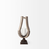 Brillion Small Rustic Wood Metal Table Candle Holder by Mercana at Eve Furniture