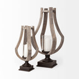 Brillion Small Rustic Wood Metal Table Candle Holder by Mercana at Eve Furniture