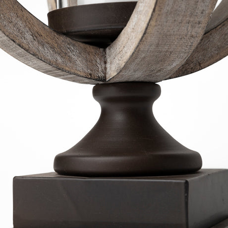 Brillion Small Rustic Wood Metal Table Candle Holder by Mercana at Eve Furniture