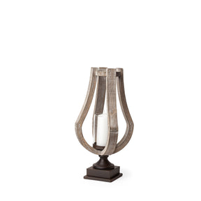 Brillion Small Rustic Wood Metal Table Candle Holder by Mercana at Eve Furniture